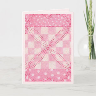 Carte de voeux PINK HEART QUILT / Rose