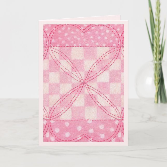 Carte de voeux PINK HEART QUILT / Rose (Devant)