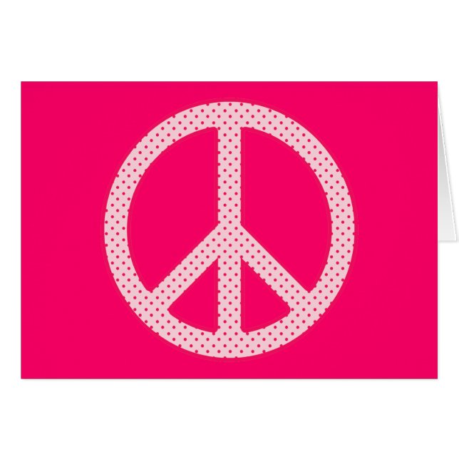 Carte de voeux Pink Polka Dot Peace Symbole (Devant horizontal)
