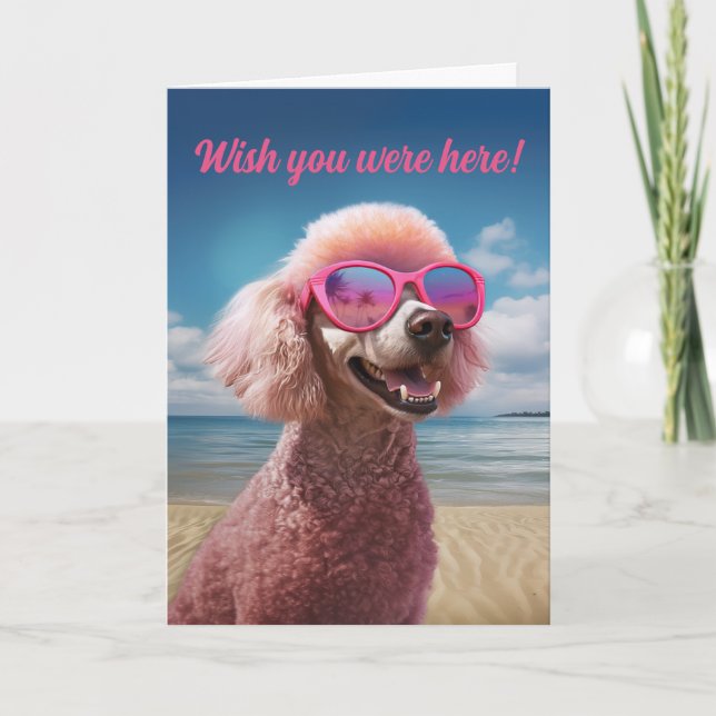 Carte de voeux Pink Poodle Tropical Paradise (Devant)