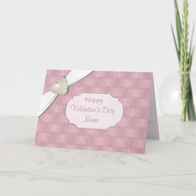 Carte de voeux Pink Satin Valentine Heart (Devant)