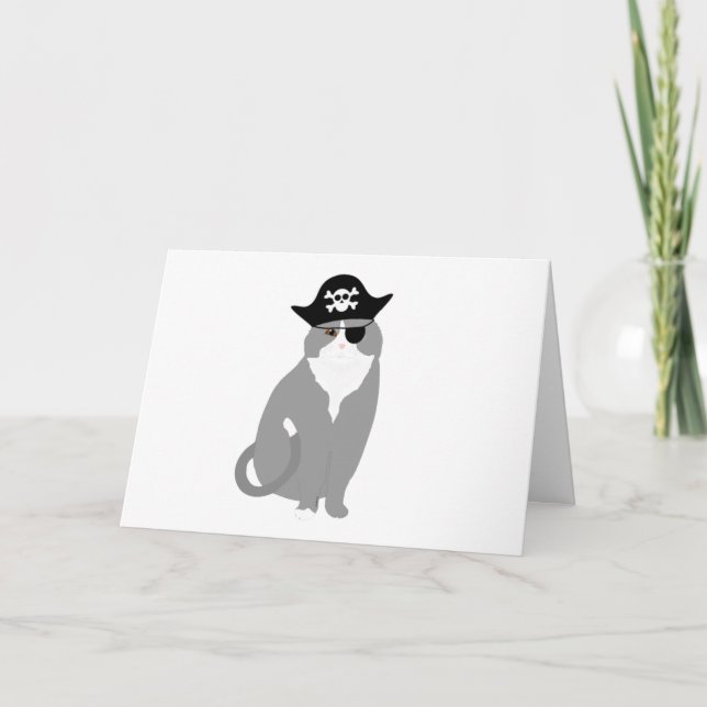 Carte de vœux Pirate Chat (Devant)