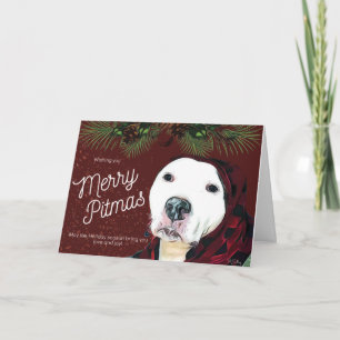 Carte de vœux Pit Bull Christmas "Joyeux Pitmas"