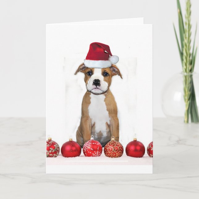 Carte de voeux pitbull de Noël (Devant)