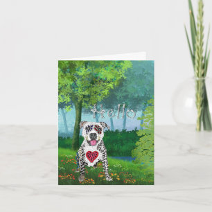 Carte de voeux Pitbull mignonne et colorée