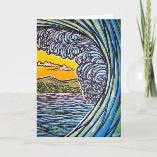 Carte de voeux pittoresque en blanc Surf