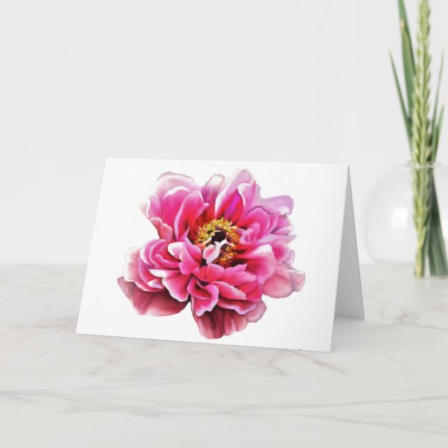 Carte de vœux Pivoine rose (Devant)