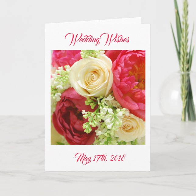 Carte de vœux Pivoines et Roses (Devant)
