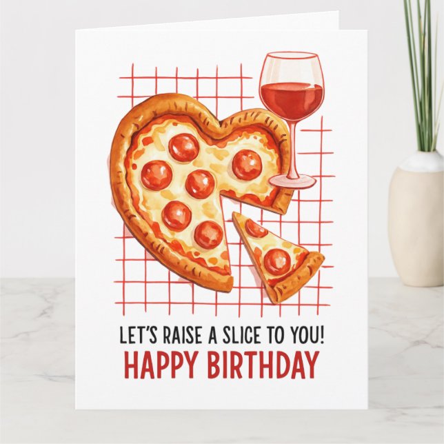 Carte de vœux pizza d'anniversaire : célébration a (Devant)