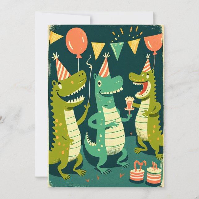 Carte de voeux Plat Crocodiles d'anniversaire (Devant)