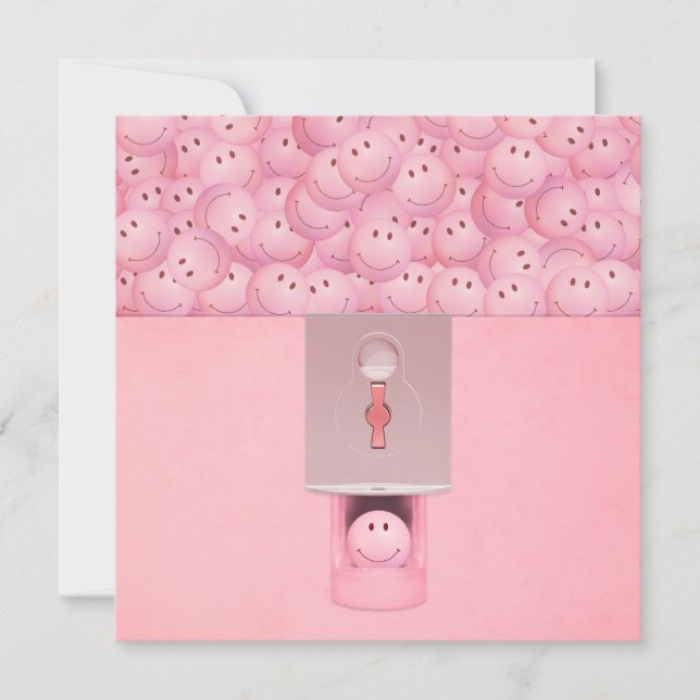 Carte de voeux Plat Machine Gumball Rose (Devant)