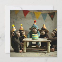 Carte de voeux plat pour l'anniversaire des singes