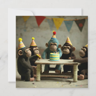 Carte de voeux plat pour l'anniversaire des singes
