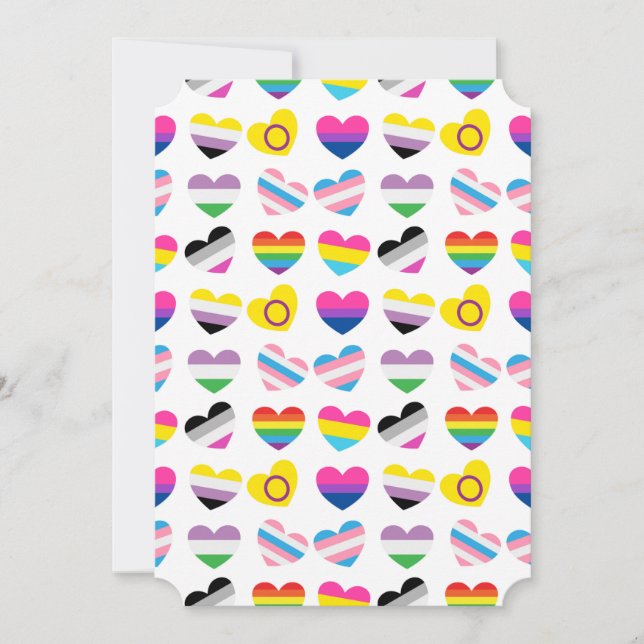 Carte de voeux plat Pride Hearts (Devant)