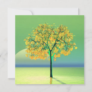 Carte de voeux Plat Sunset Arbre Automne