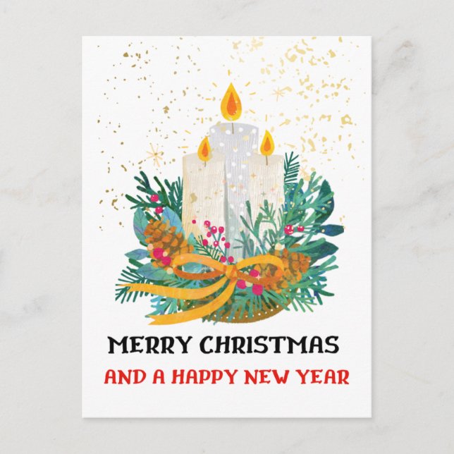 Carte de Vœux Plate 5x7 Chandelles de Noël (Devant)