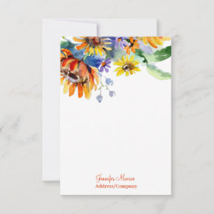 Carte de vœux plate à marguerites aquarelle