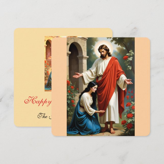 Carte de vœux plate après la résurrection (Devant / Derrière)