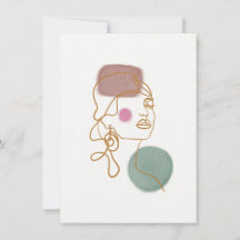 Carte de vœux plate avec un beau visage en dessin