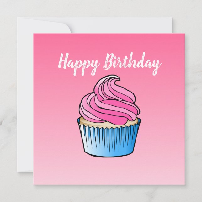 Carte de vœux plate Cupcake pour anniversaire (Devant)