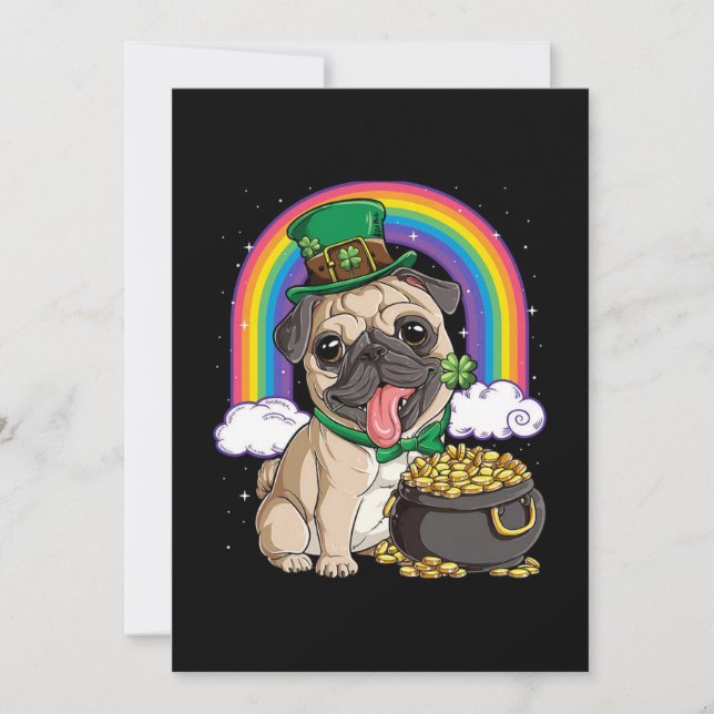 Carte de vœux plate de chien Pug pour la Saint-Pat (Devant)