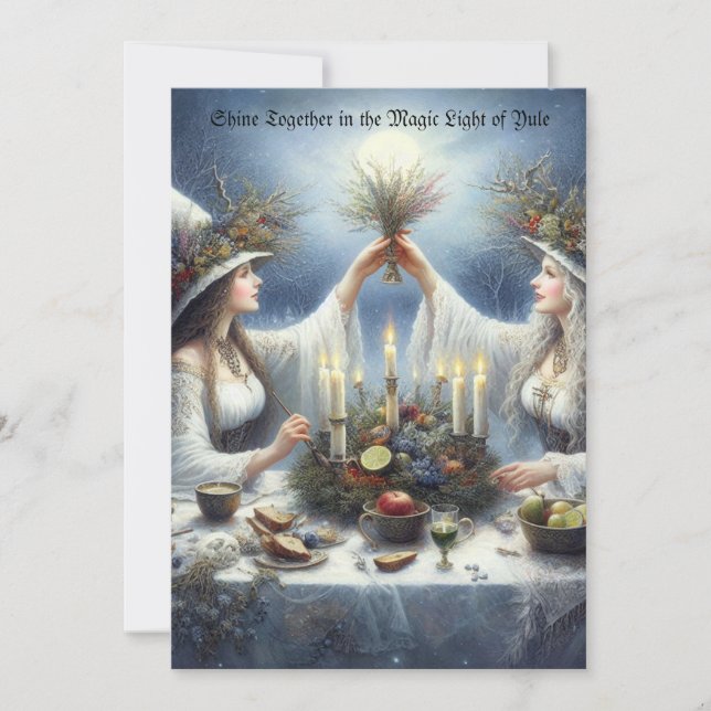 Carte de vœux plate de fête de célébration de Yule (Devant)