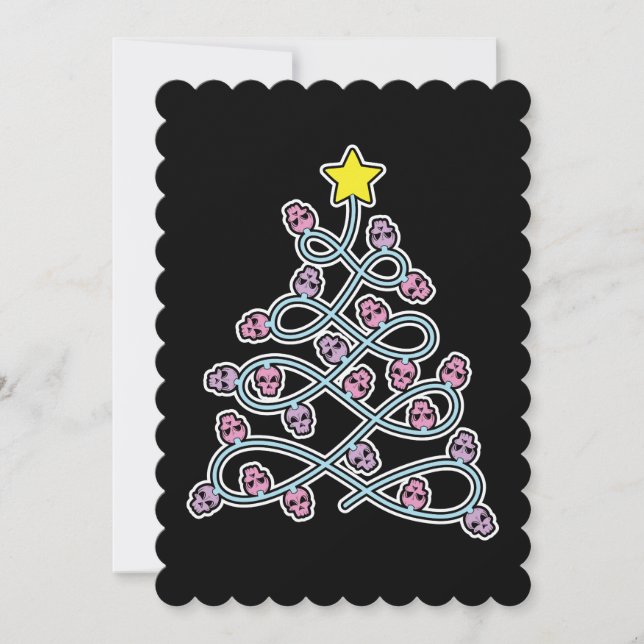 Carte de vœux plate de Noël à crânes gothiques (Devant)