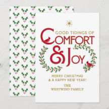 Carte de vœux plate de Noël Confort et Joie