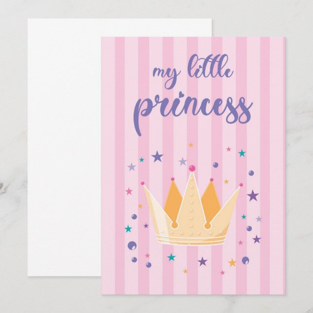 Carte de vœux plate de petite princesse (Devant / Derrière)