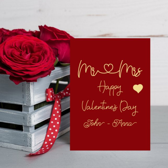 Carte de vœux plate de Saint-Valentin pour M. et M (Créateur téléchargé)