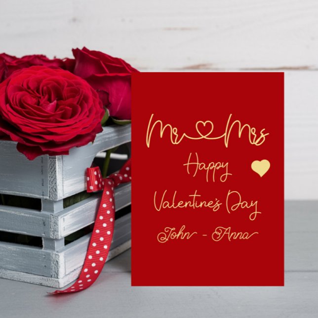 Carte de vœux plate de Saint-Valentin pour M. et M (Créateur téléchargé)