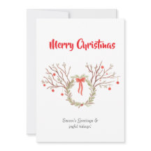 Carte de vœux plate élégante de Noël à l'aquarelle