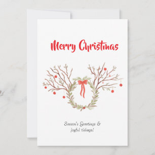Carte de vœux plate élégante de Noël à l'aquarelle