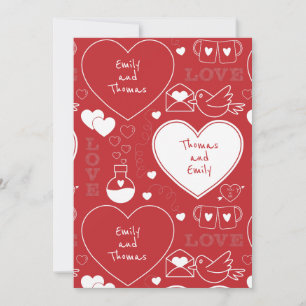 Carte de vœux plate motif Saint-Valentin -Blanc su