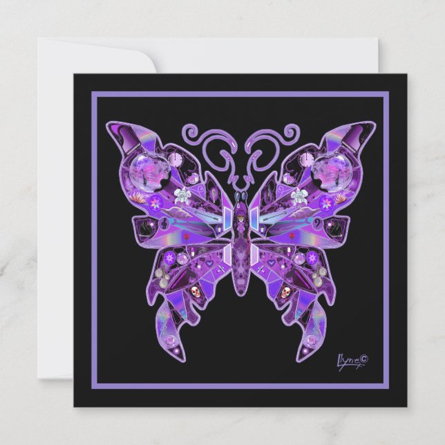 Carte de vœux plate Papillon Violet 31 (Devant)
