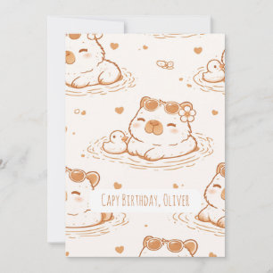 Carte de vœux plate pour l'anniversaire du capybar