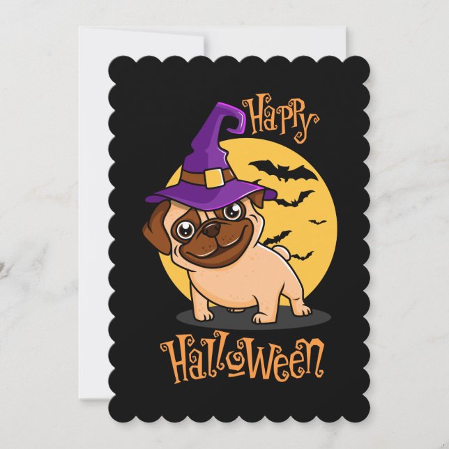 Carte de vœux plate Puggy Halloween (Devant)