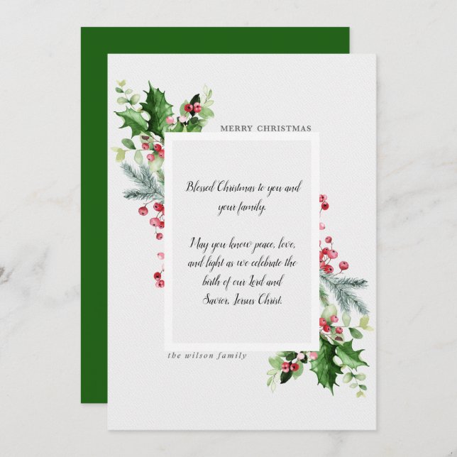 Carte de vœux plate religieuse (Devant / Derrière)