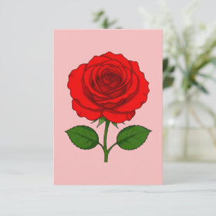 Carte de vœux plate Rose Rouge