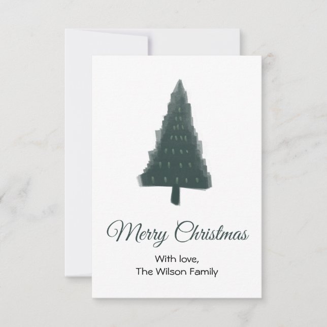 Carte de vœux plate sapin de Noël vert (Devant)