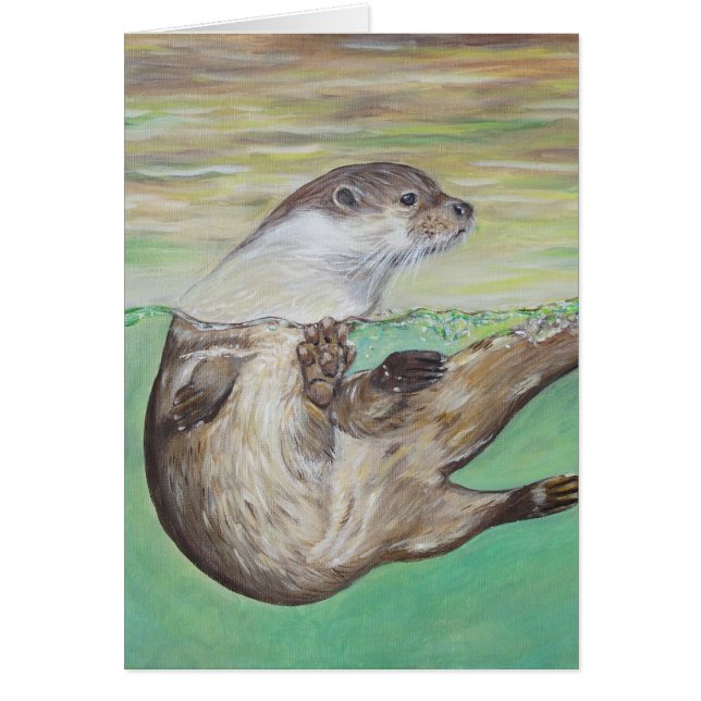 Carte de voeux Playful River Otter Painting (Devant)