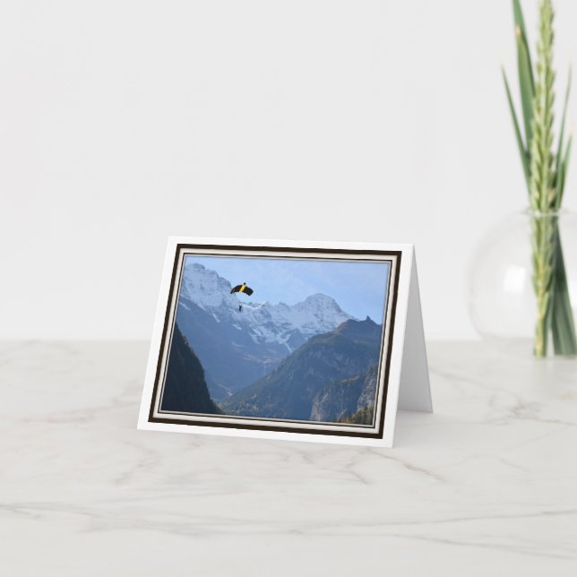 Carte de vœux pliable – Parasailing en Suisse (Devant)