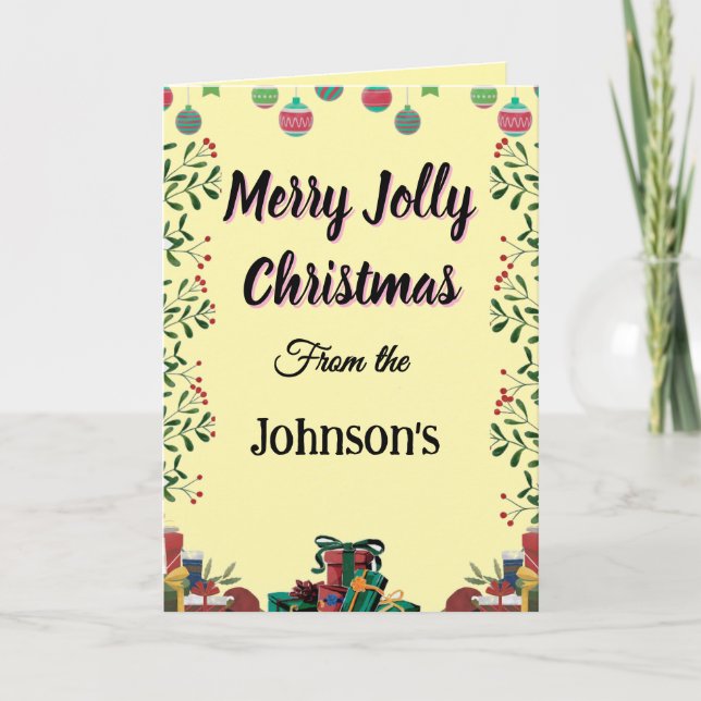 Carte de vœux pliante de Noël joyeux et enjoué (Devant)