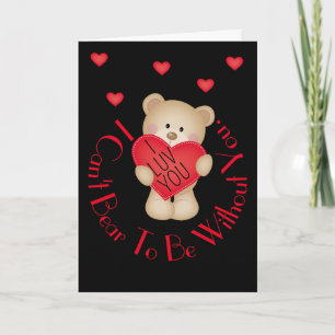 Carte de vœux pliée 5" X 7" 'I Luv You Bear'