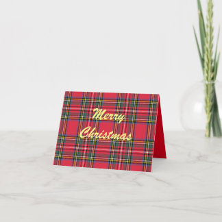 Carte de vœux pliée à carreaux rouges Joyeux Noël