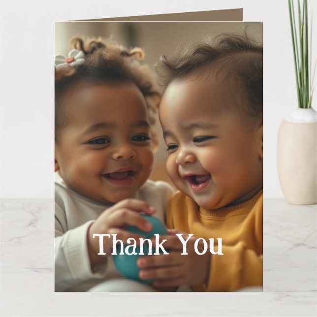 Carte de voeux pliée Ajouter deux photos et texte (Devant)