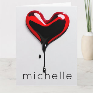 Carte de voeux pliée amour coeur pochoir