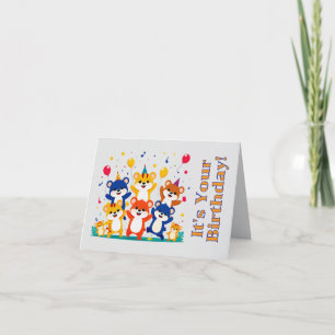 Carte de voeux pliée - Animaux de fête Carte d'ann