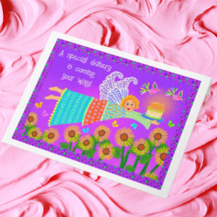 Carte de voeux pliée Anniversaire Ange