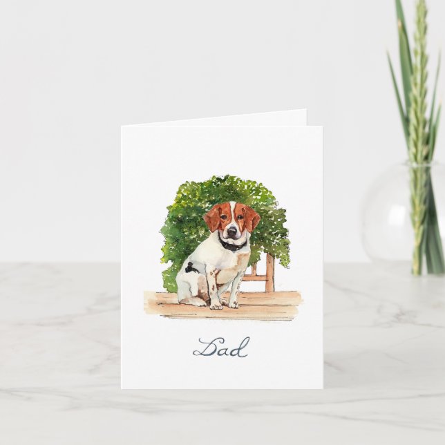 Carte de vœux pliée aquarelle Beagle mignon (Devant)